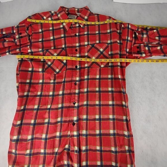 Saugatuck Mens 100% Cotton Red Long Sleeve Plaid Flannel Button Up Shirt Size XL - Picture 7 of 11